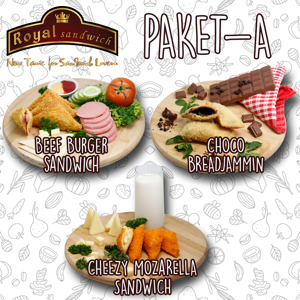 Paket Sandwich A Isi 3 (Beef Burger, Choco Breadjammin, Cheezy Mozarella)