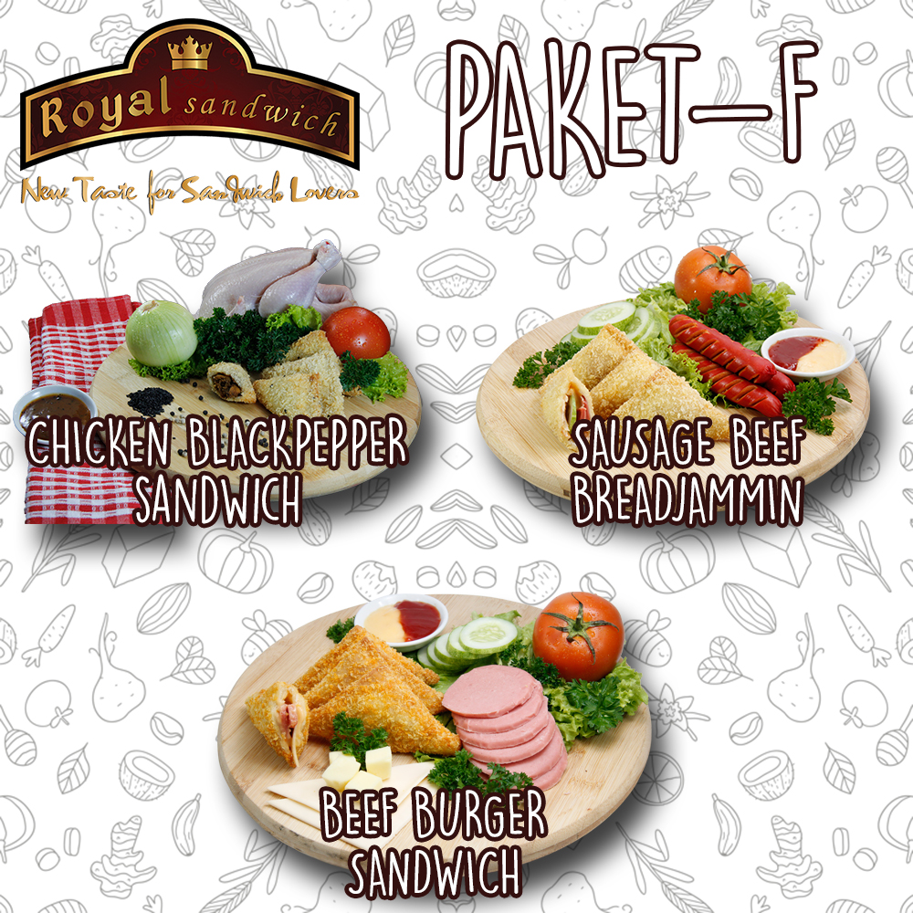 Paket Sandwich F ISI 3 (Chicken Black Pepper, Sausage Beef, Beef Burger)