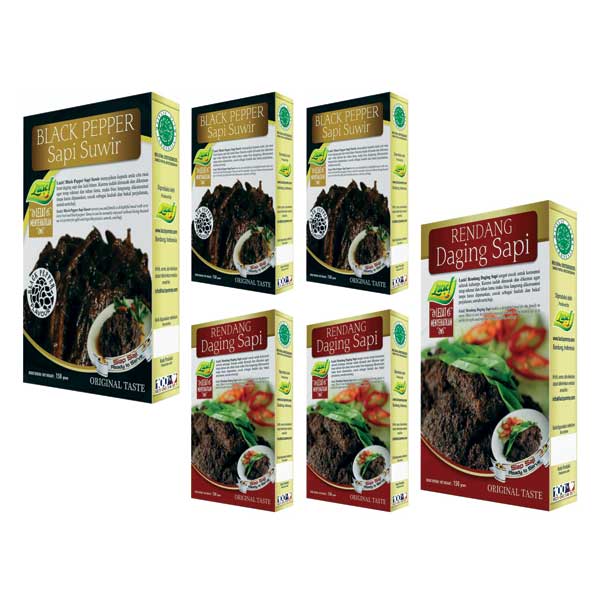 Beli 3 Black Pepper Sapi Suwir & 3 Rendang Daging Sapi