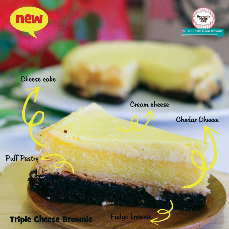 TRIPLE CHEESE BROWNIES