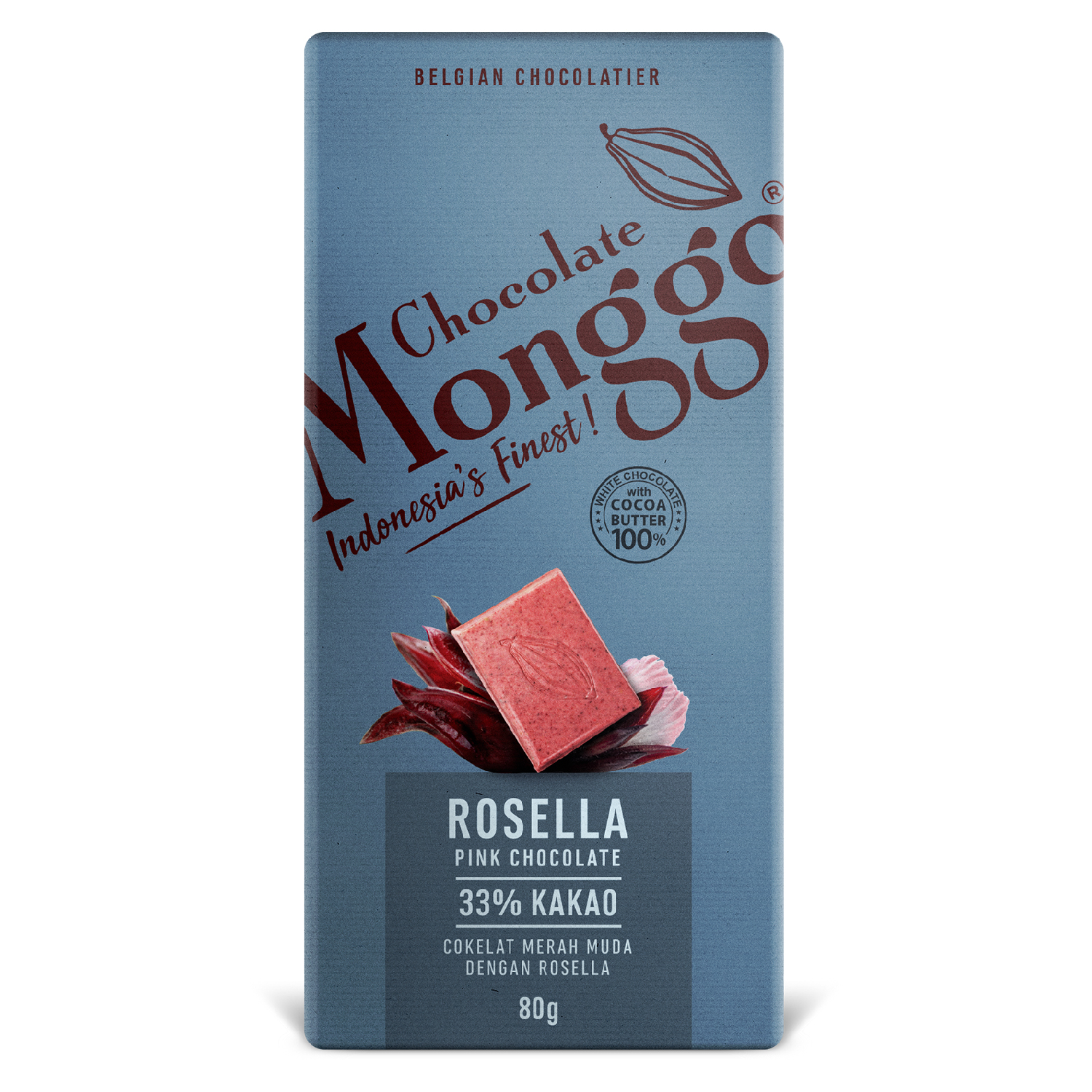 PINK CHOCOLATE TABLET WITH ROSELLA