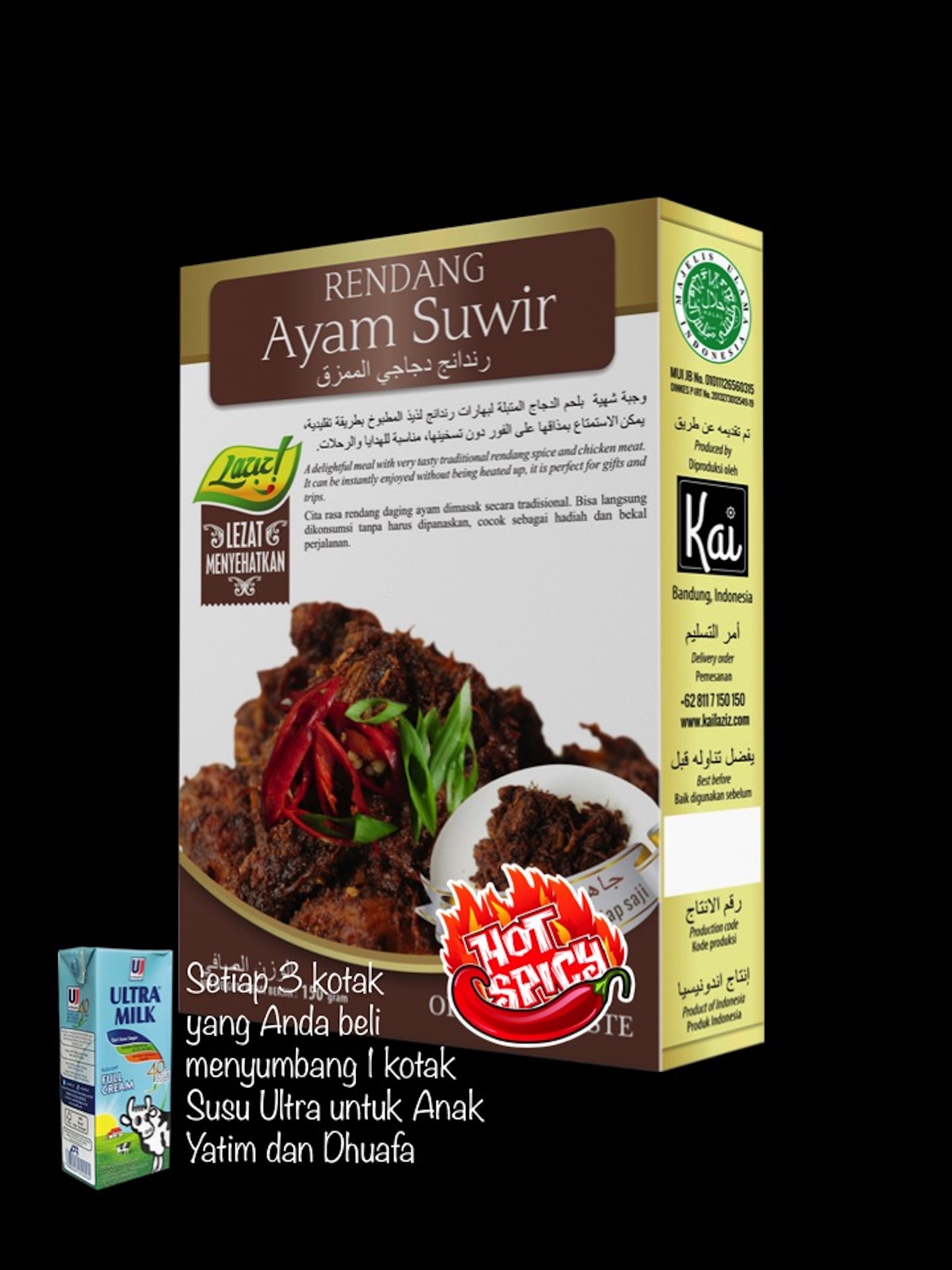 RENDANG AYAM SUWIR HOT SPICY KAI FOOD 150GR