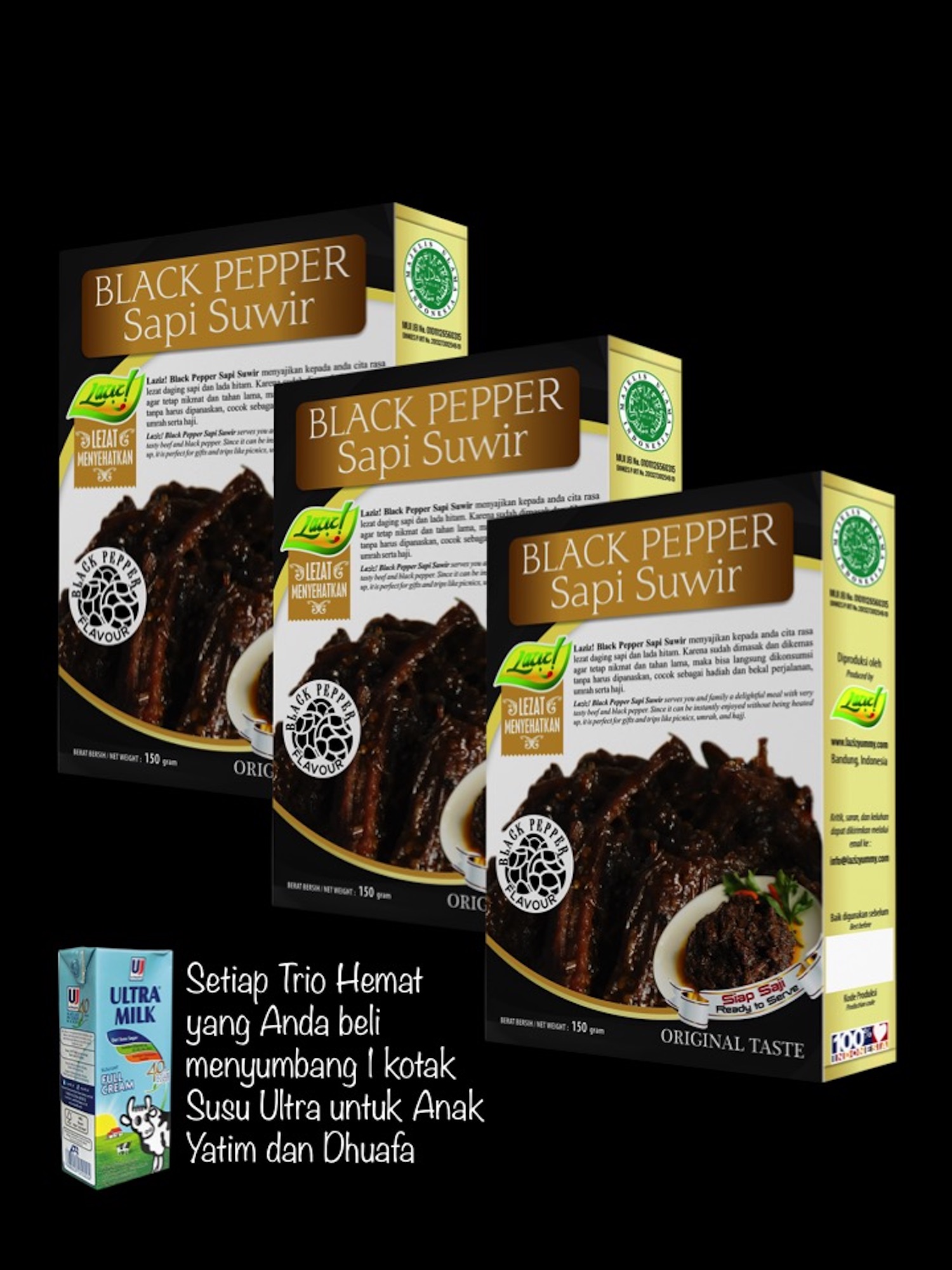 TRIO HEMAT 3 BLACK PEPPER SAPI SUWIR KAI FOOD 450GR