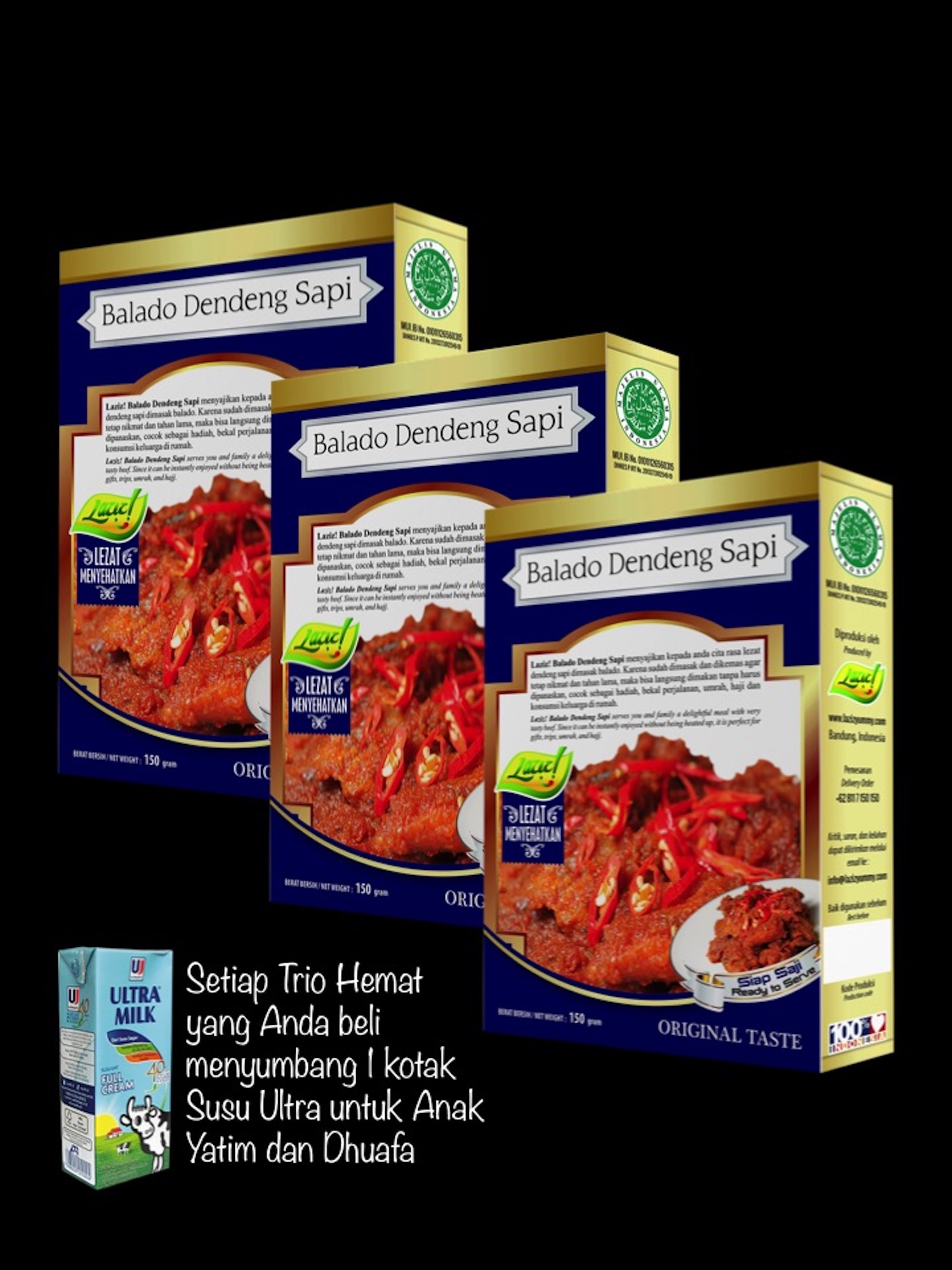 TRIO HEMAT 3 BALADO DENDENG SAPI KAI FOOD 450GR