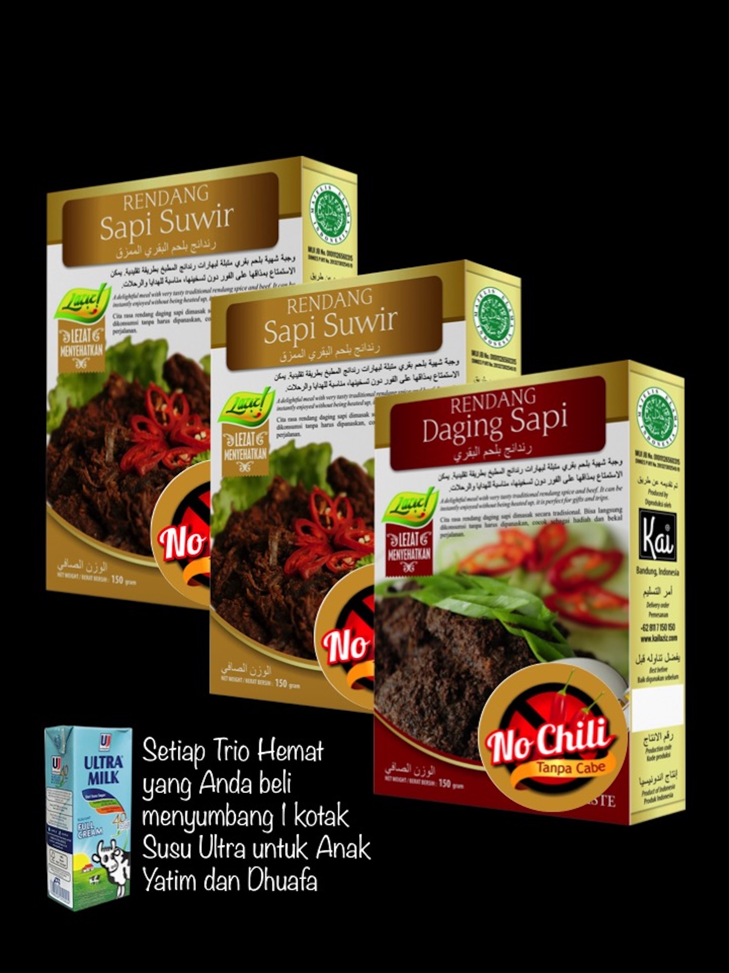 KID MEALS 2 RENDANG DAGING SAPI NO CHILI 1 RENDANG SAPI SUWIR NO CHILI KAI FOOD 450GR