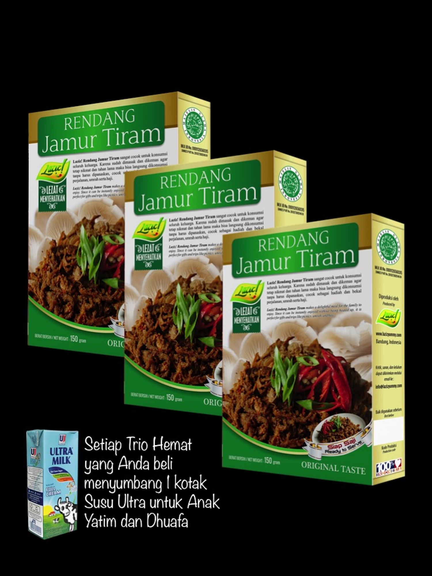 TRIO HEMAT 3 RENDANG JAMUR TIRAM KAI FOOD 450GR