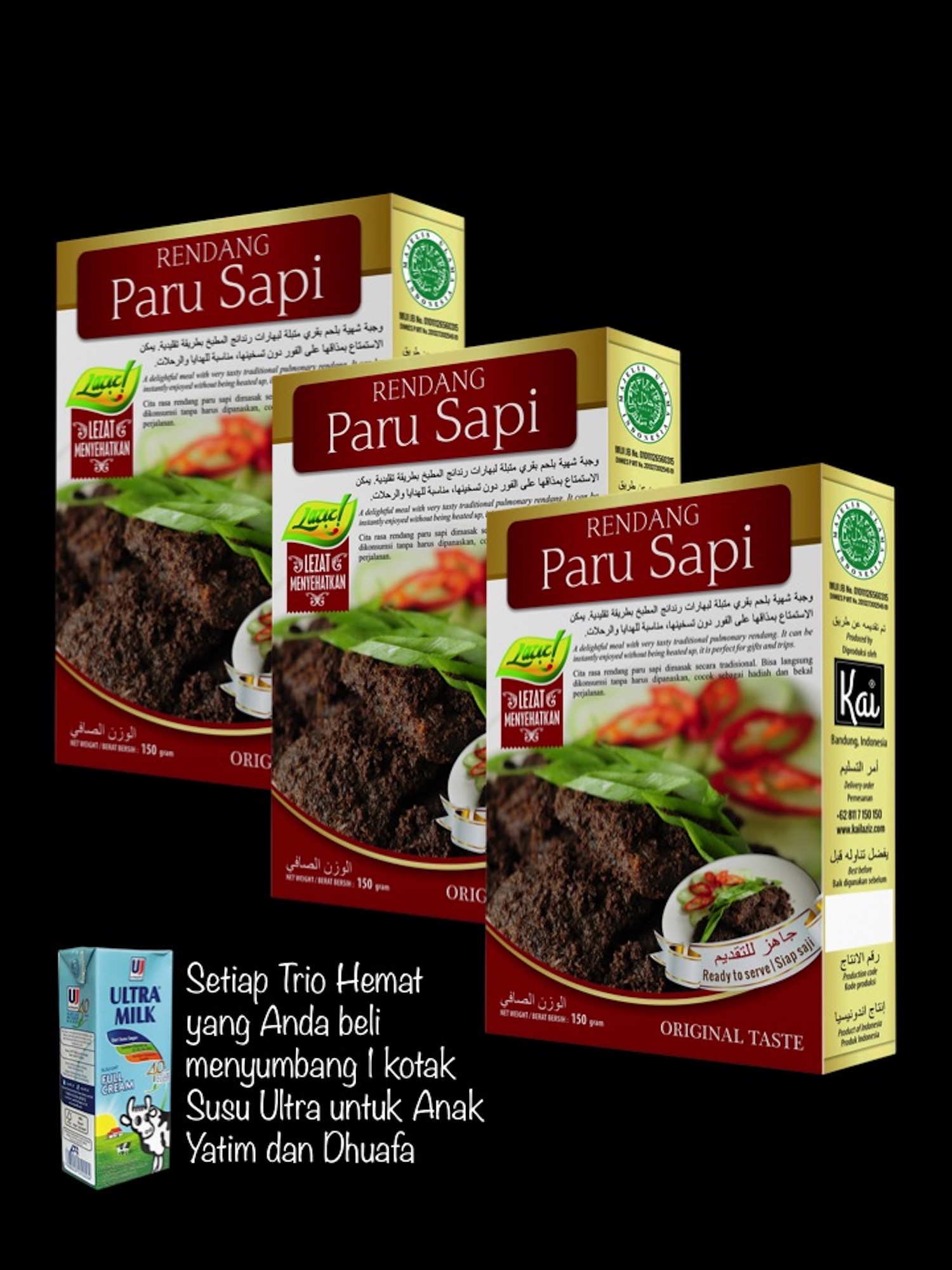 TRIO HEMAT 3 RENDANG PARU SAPI KAI FOOD 450GR