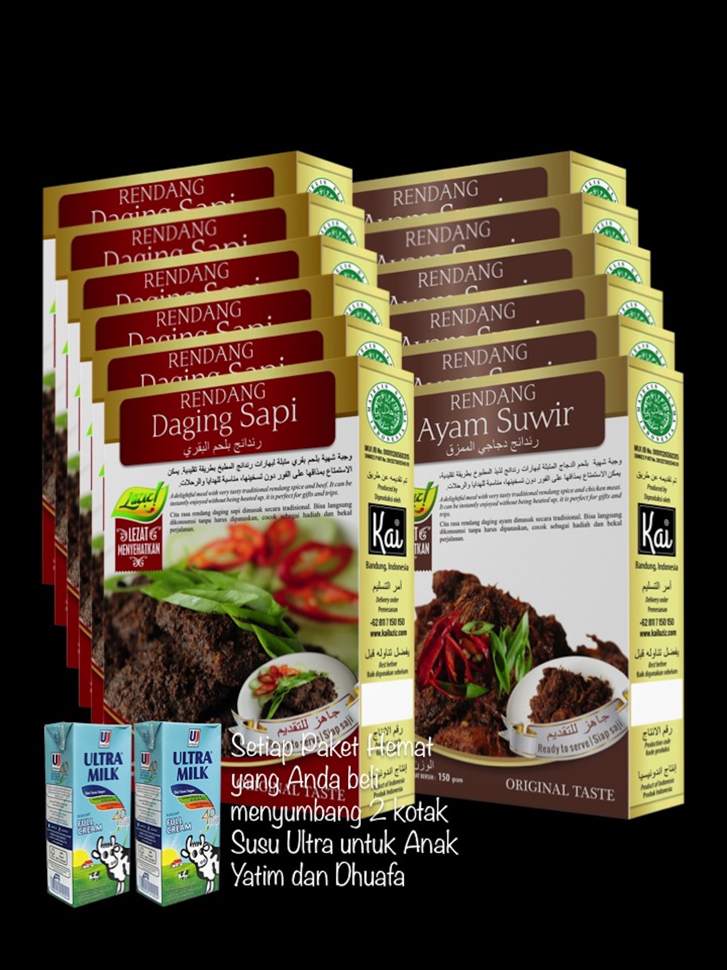 PAKET HEMAT 6 RENDANG DAGING SAPI 6 RENDANG AYAM SUWIR KAI FOOD 1800GR