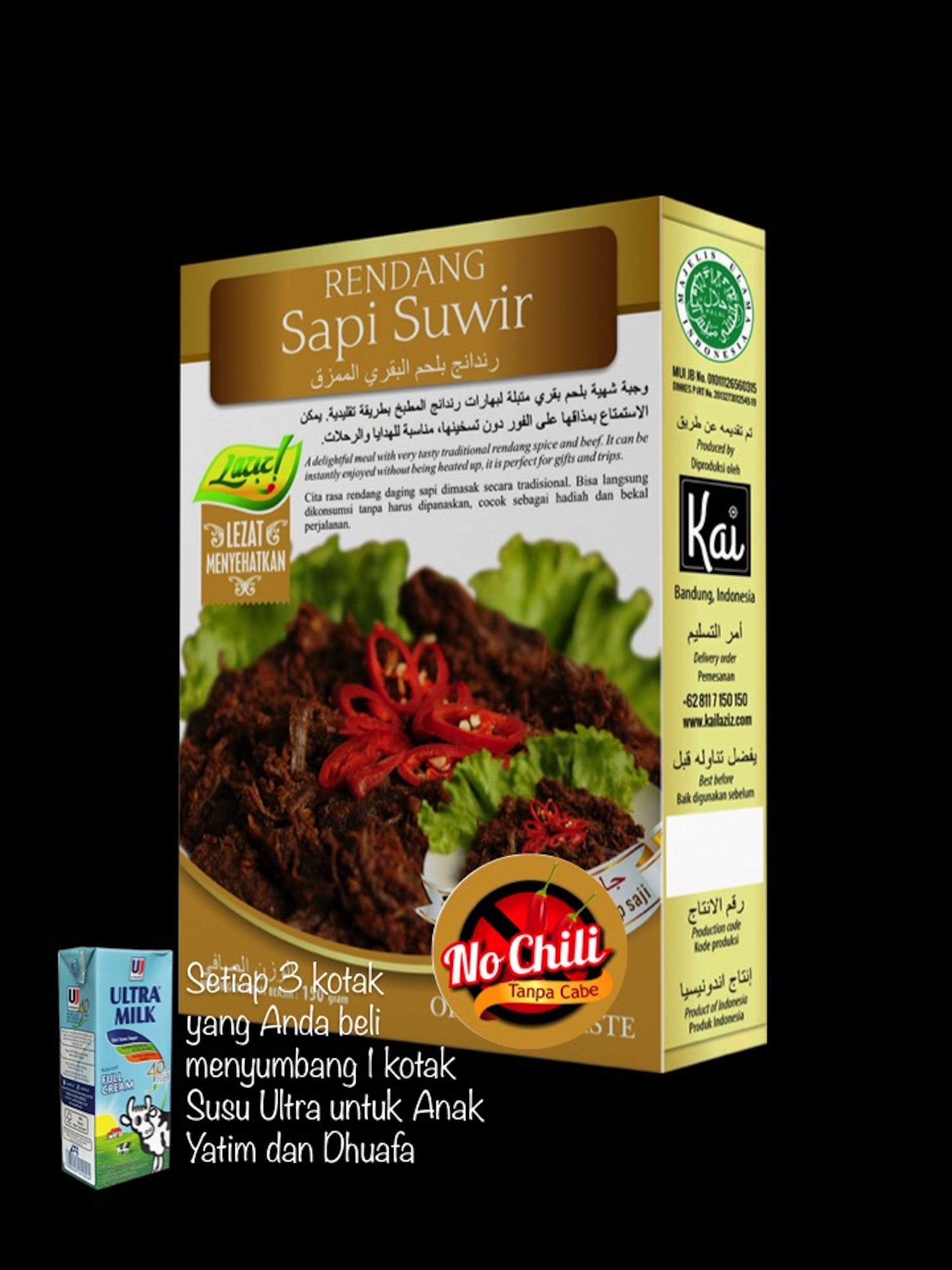 RENDANG SAPI SUWIR NO CHILI KAI FOOD 150GR