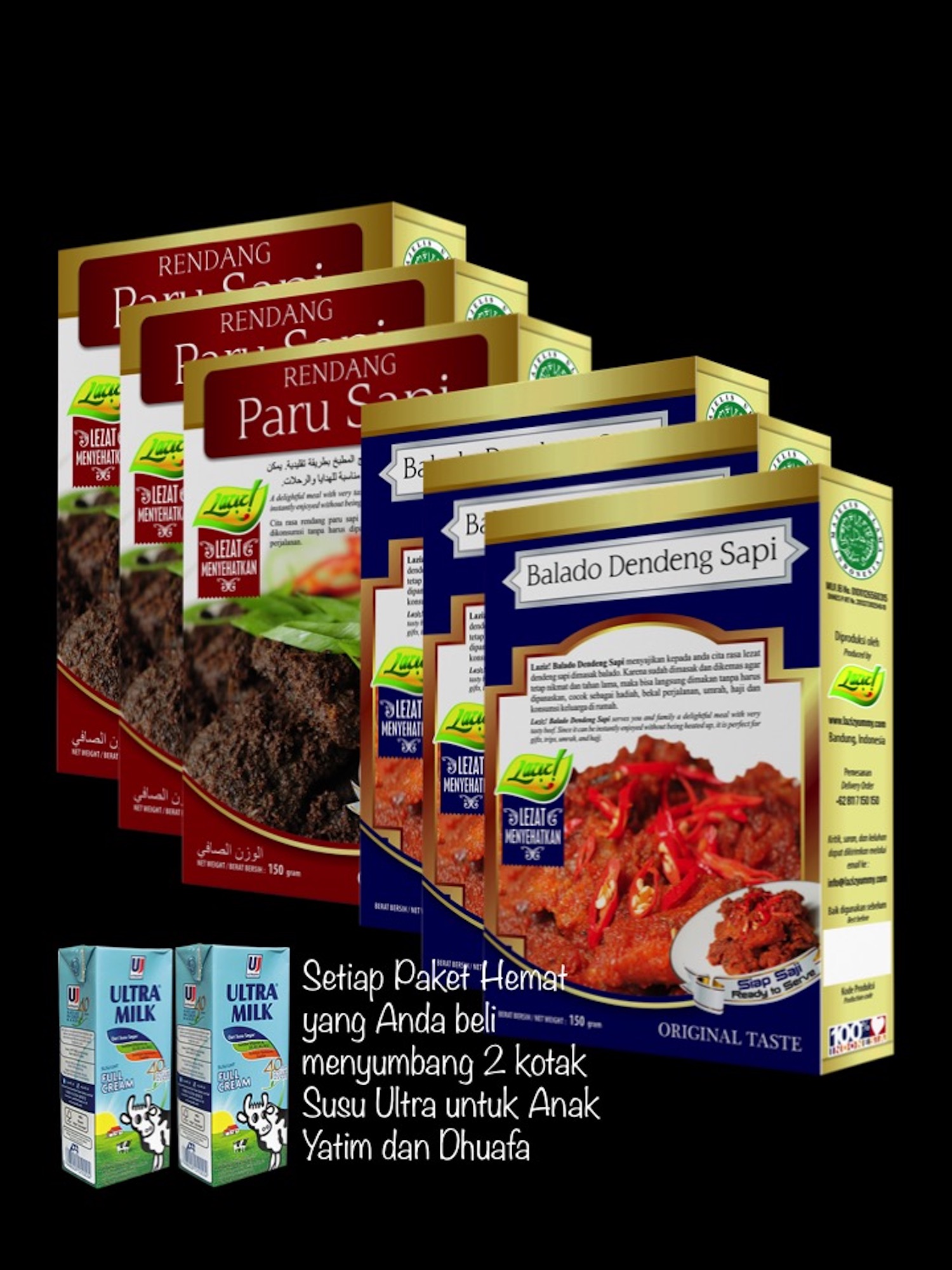 PAKET HEMAT 3 RENDANG PARU SAPI 3 BALADO DENDENG SAPI KAI FOOD 900GR