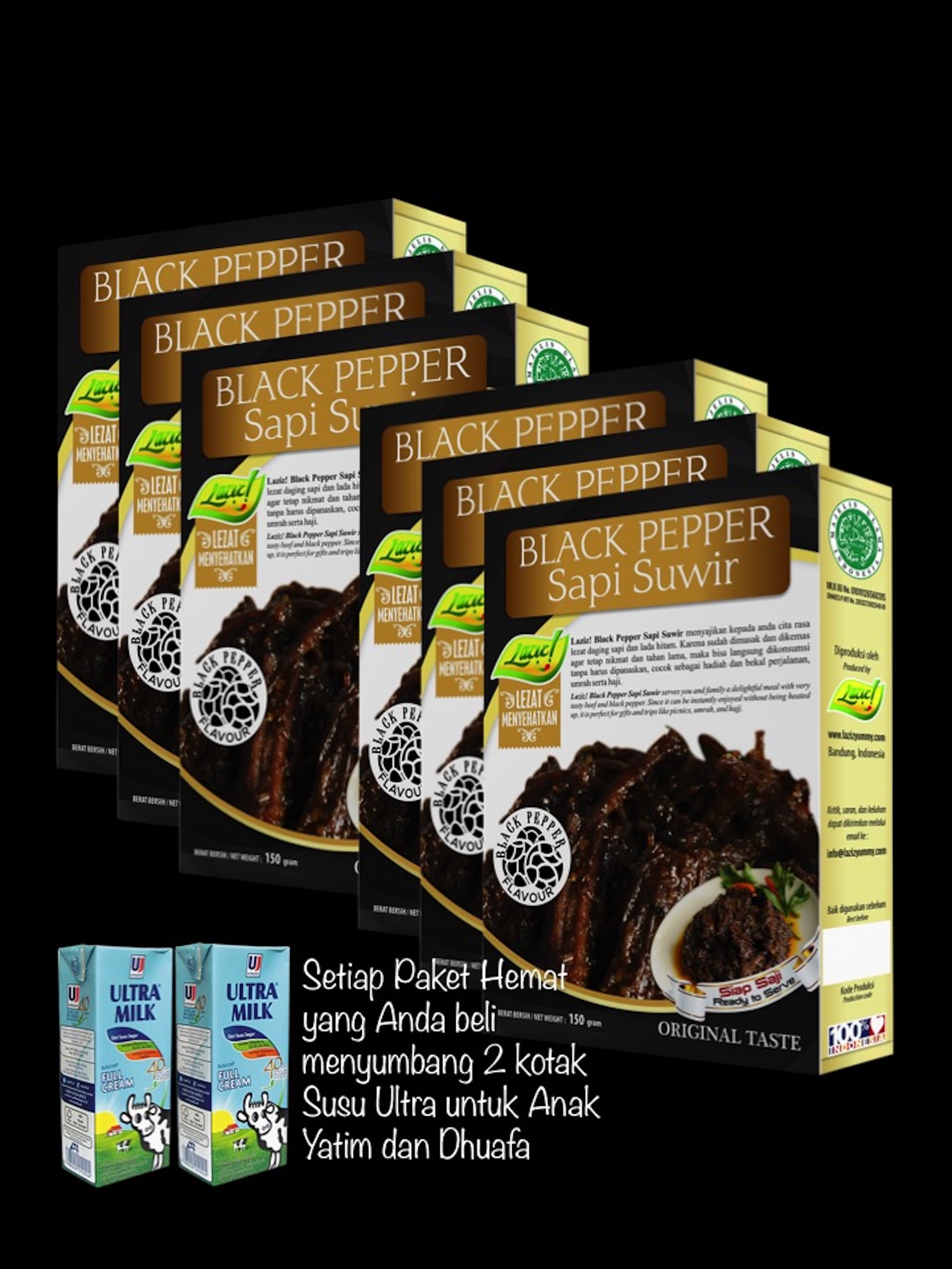 PAKET HEMAT 6 BLACK PEPPER SAPI SUWIR KAI FOOD 900GR