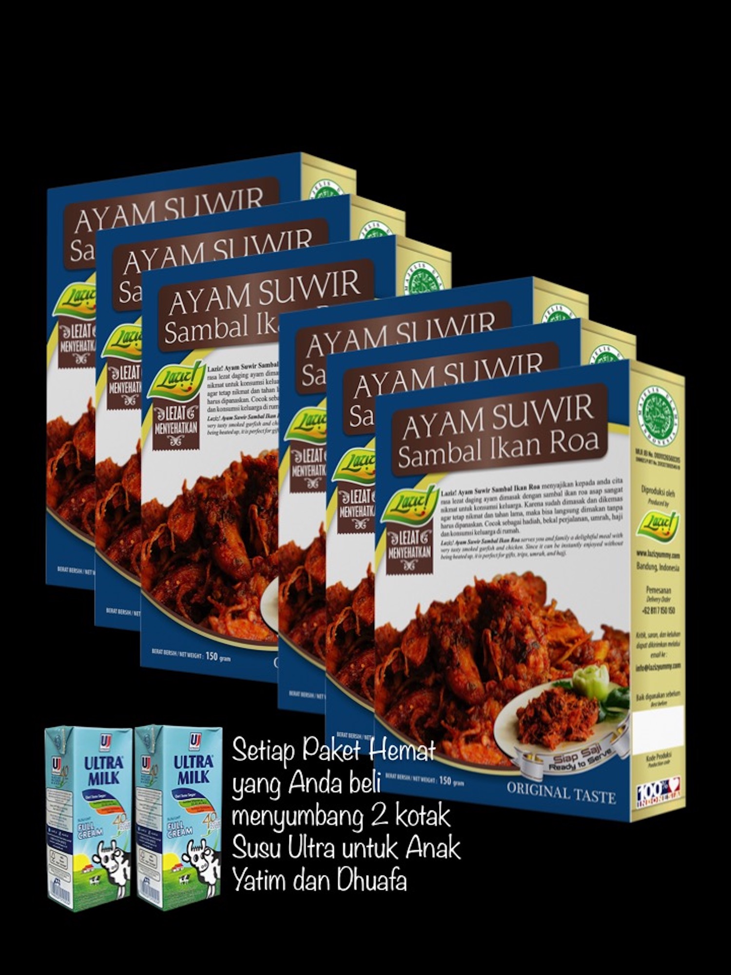 PAKET HEMAT 6 AYAM SUWIR SAMBAL IKAN ROA KAI FOOD 900GR