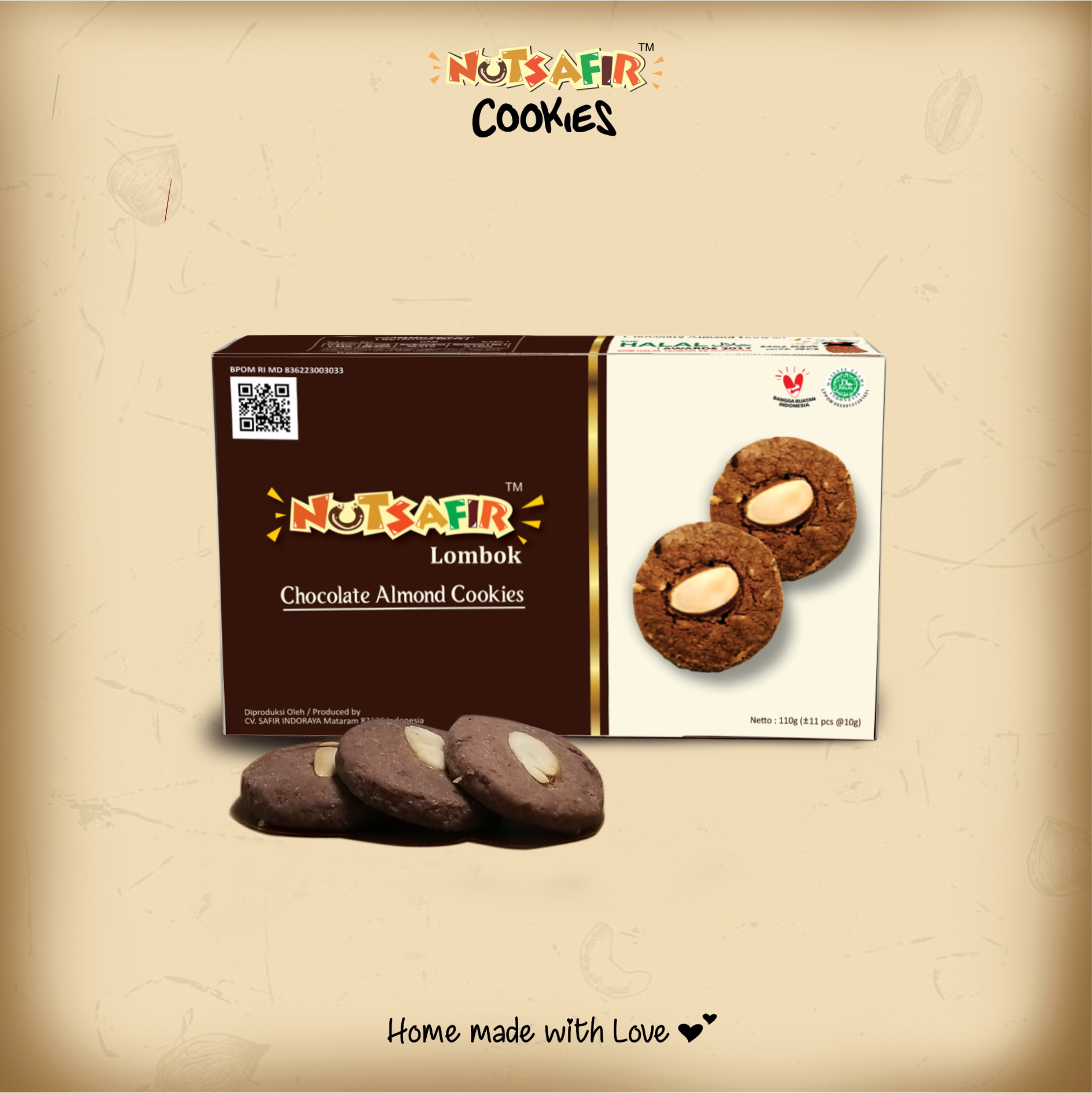 NUTSAFIR COOKIES CHOCOLATE ALMOND