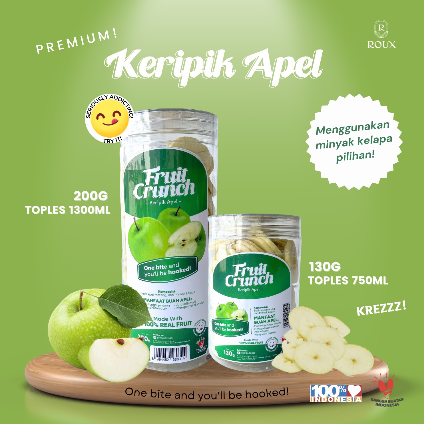 FRUIT CRUNCH KERIPIK APEL TOPLES 750ML 