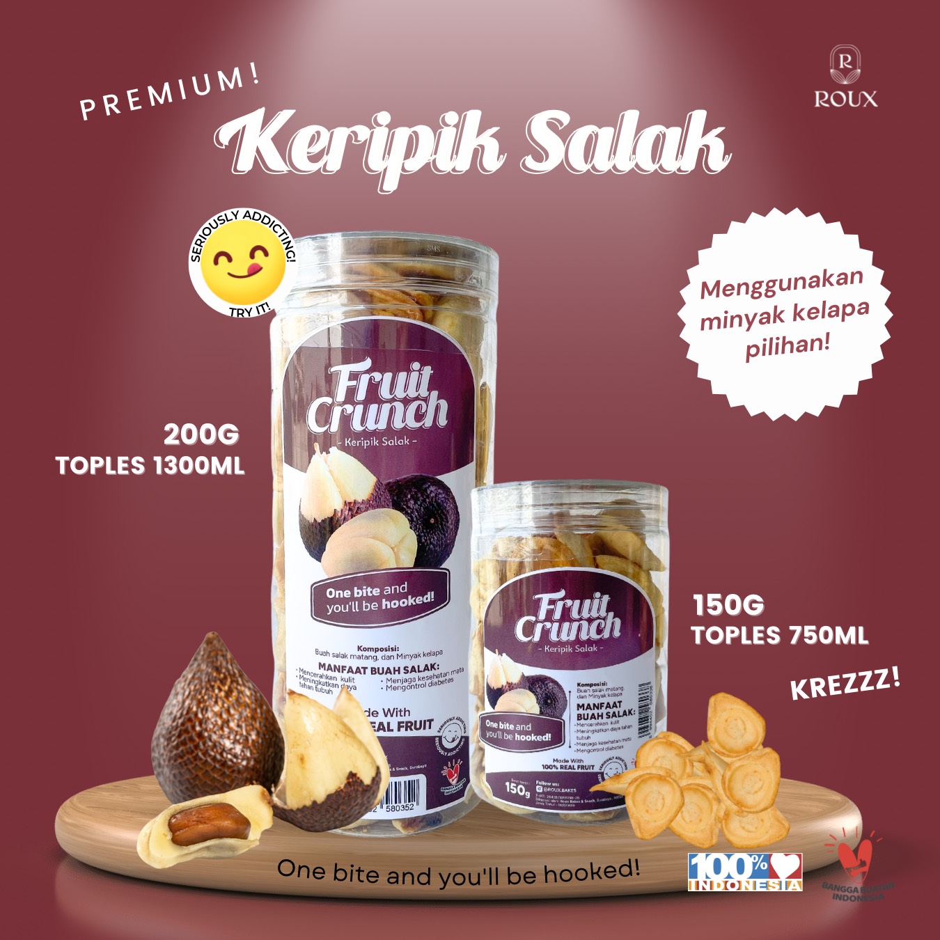 FRUIT CRUNCH KERIPIK SALAK TOPLES 750ML  