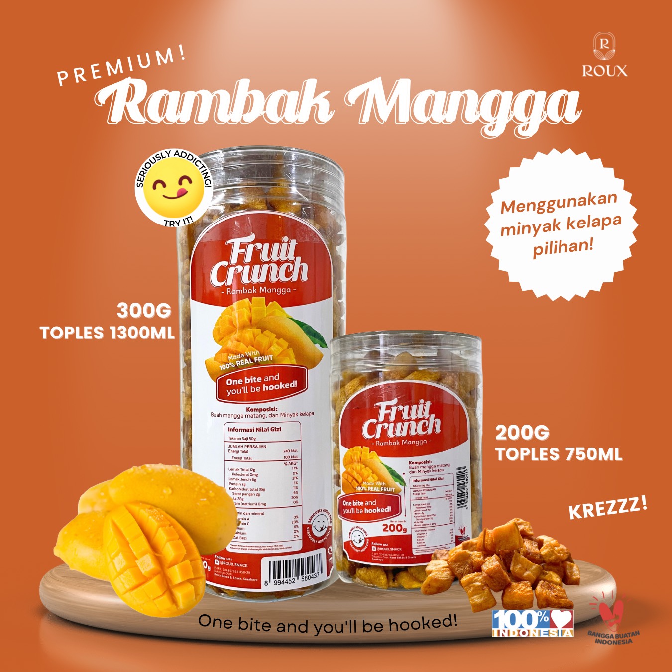 FRUIT CRUNCH RAMBAK MANGGA TOPLES 750ML 